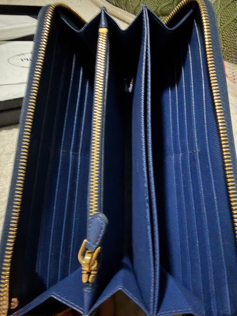 Prada Saffiano Continental Wallet in Bluette Navy - Picture 5 of 7